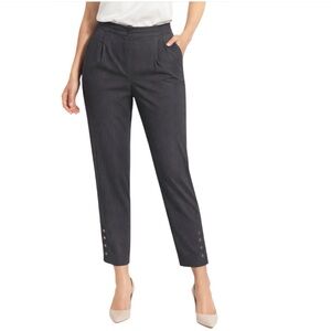 Calvin Klein Gray Pinstripe Pants Stretch Knit Snap Ankle Trouser Size 22W